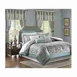 Madison Park 24 Piece Faux Silk Paisley Queen Comforter Set with Matching Curtains, Down Alternative Hypoallergenic - Teal